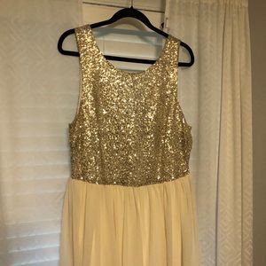 ASOS curve sequin gold and cream dress